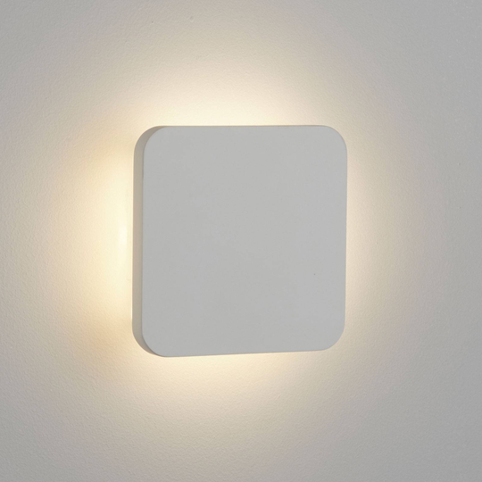 LED-vägglampa Gypsum 15 x 15 cm av vitt gips