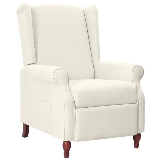 Öronlappsfåtölj recliner beige mikrofibertyg