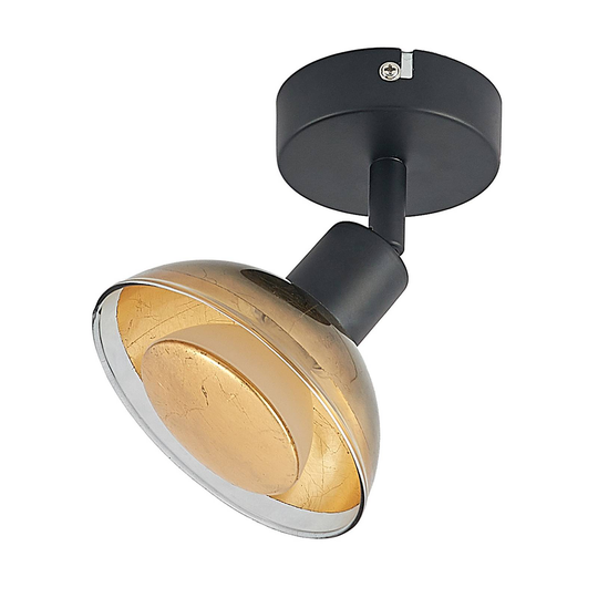 Lindby Erin LED-väggspotlight svart/guld, adaptiv