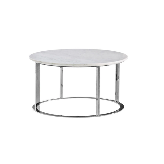 Mera - Soffbord, Ø 60 cm, H. 32 cm, Underrede: Kromat stål