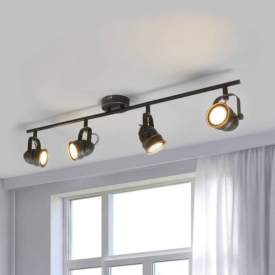 LED-vägglampa Leonor i svart-guld, fyra ljuskällor