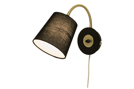 Ljusdal Vägglampa Svart/Matt Mässing IP20