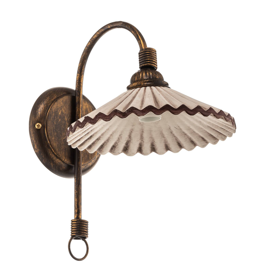 Vägglampa Rosina, brons med rosa keramikskärm