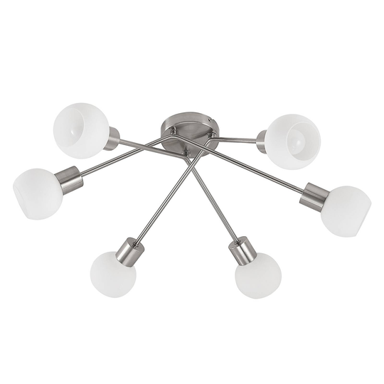 Lindby Lioma taklampa, 6 lampor, nickel