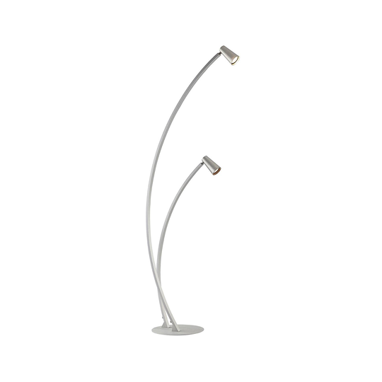 Lucande Velanoris golvlampa, 2 lampor, aluminium