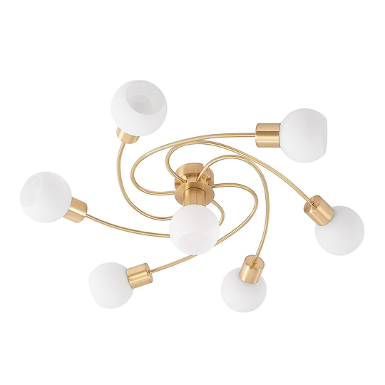 Lindby LED-taklampa Ciala, 7 lampor, mässing