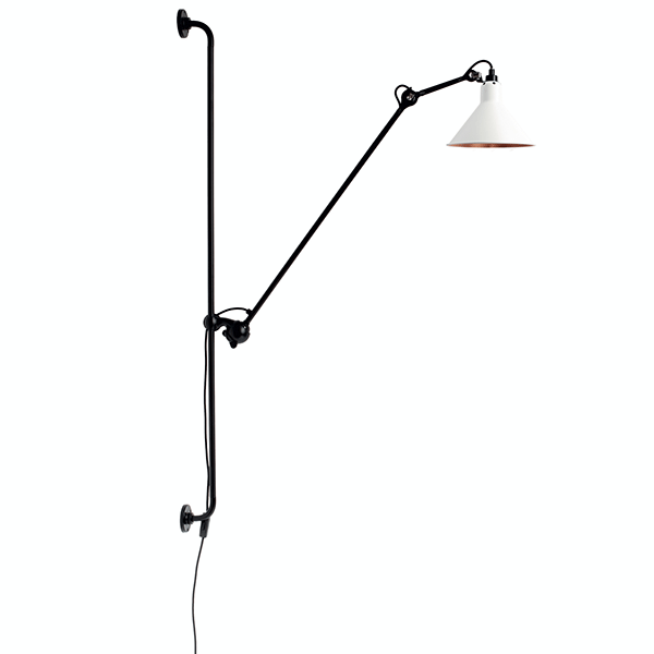 Lampe Gras N214 Vägglampa Matt Svart & Matt Vit/Koppar