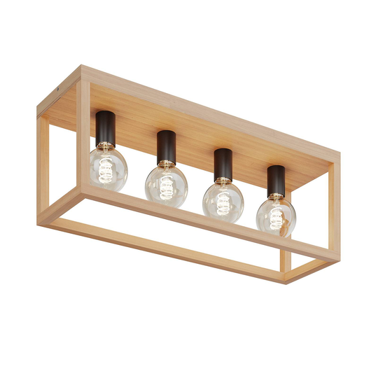 Envolight Rowan taklampa, ek, kantig, 4 lampor