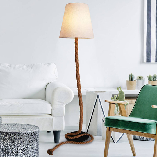 Textilgolvlampa Rope med naturrep
