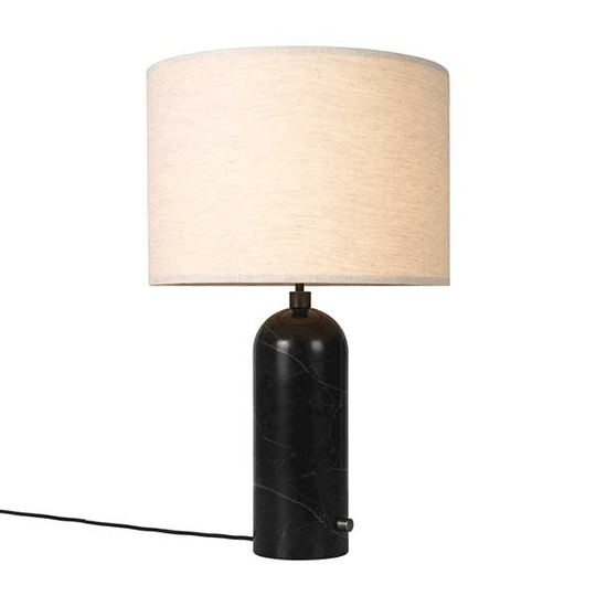 GUBI Gravity Bordslampa Svart Marmor och Skärm av Segelduk Stor