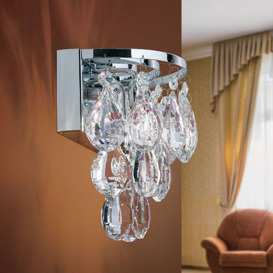 Vägglampa Celeste med K9-kristaller, krom