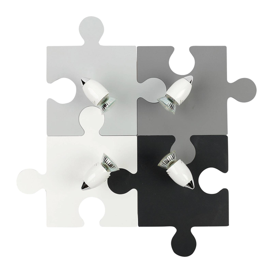 Taklampa Puzzle IV, grå/svart