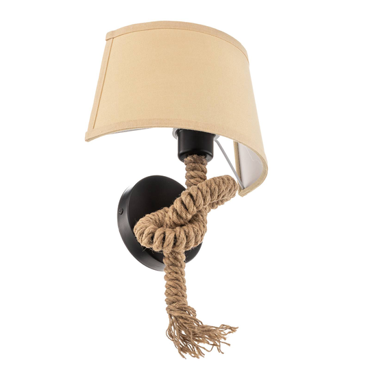 Vägglampa Corda med textilskärm och repdekoration