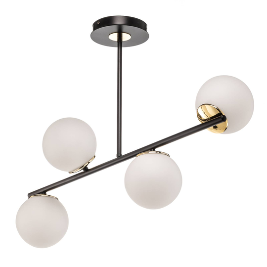 Taklampa Kiba, svart/guld, 4 lampor