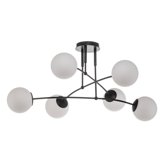 Taklampa Pregos 6 i svart, 6 lampor
