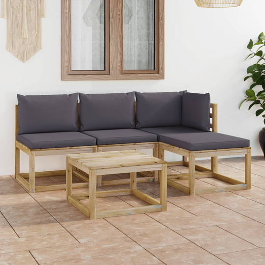 Loungegrupp 5 delar med antracit dynor