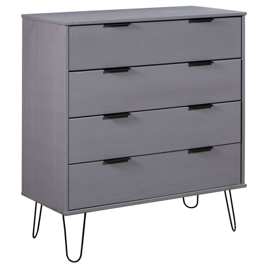 vidaXL Byrå grå 76,5x39,5x90,3 cm massiv furu
