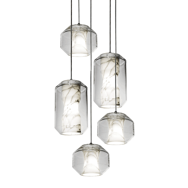 Lee Broom Chamber Light Taklampa 5 St Carrara Marmor/Kristall