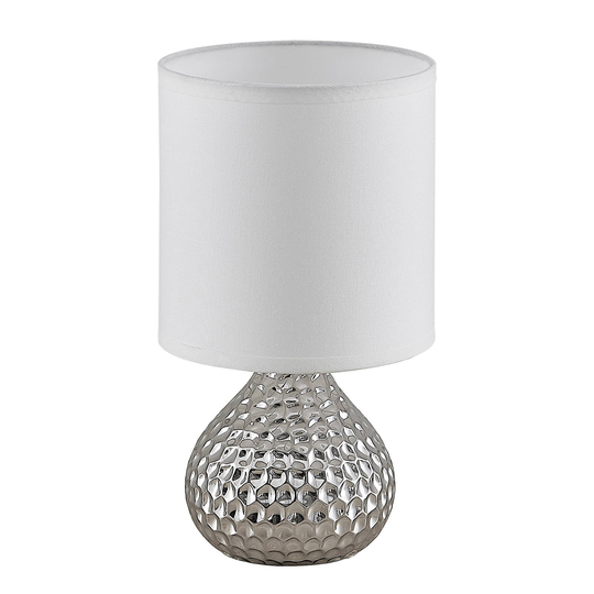Lindby Tyras tygbordslampa, vit keramik silver