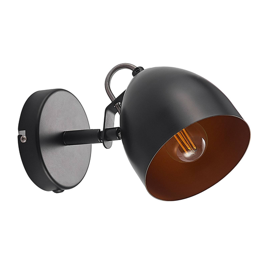 Lindby Fintja vägglampa, svart/guld, 1 lampa