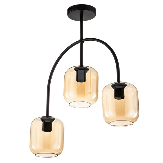 Taklampa Kanja, 3 lampor, svart/amber