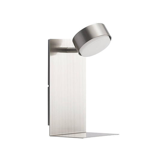 Lindby Kaylou LED-vägglampa, USB, hylla, nickel