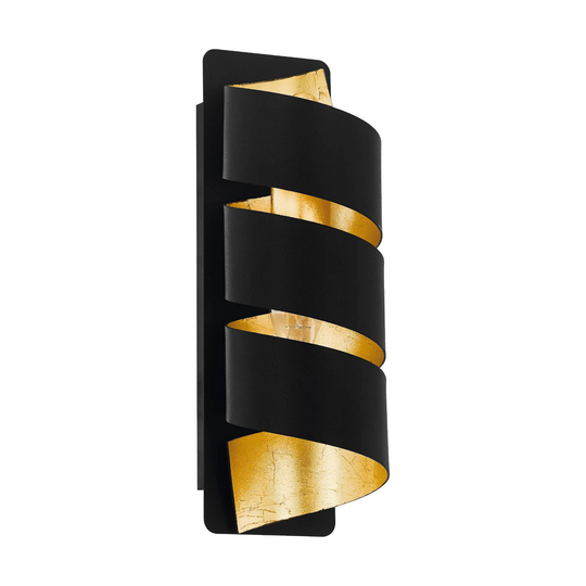 Vägglampa Elizondo, vriden, svart/guld