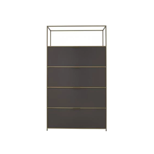 Dita High Unit, White Lacquer, 3 Flap Doors + 1 Drawer