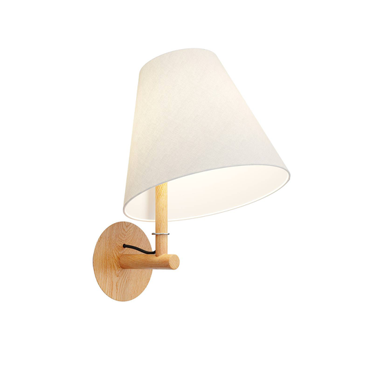 Lucande Jinda vägglampa, trästomme, vitt tyg