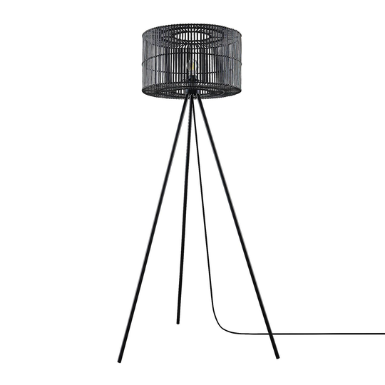 Lindby Rabiya bambu golvlampa, svart, tripod