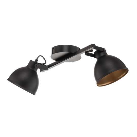 Taklampa Trial, 2 lampor, svart/guld