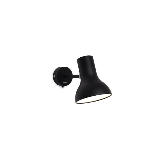 Type 75 Mini Wall Light, Jet Black with Cable, Excl. LED 10W E27 IP20