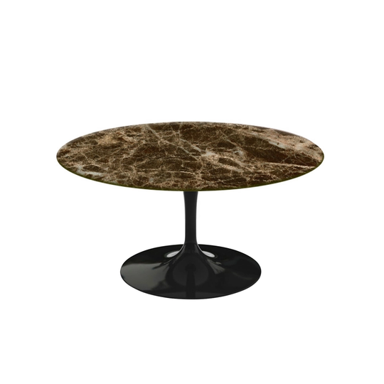 Saarinen Round Table - Soffbord, Svart underrede, skiva i glansig brun
