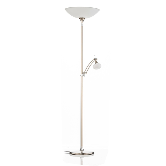 BANKAMP Opera uplight-golvlampa läsarm nickel