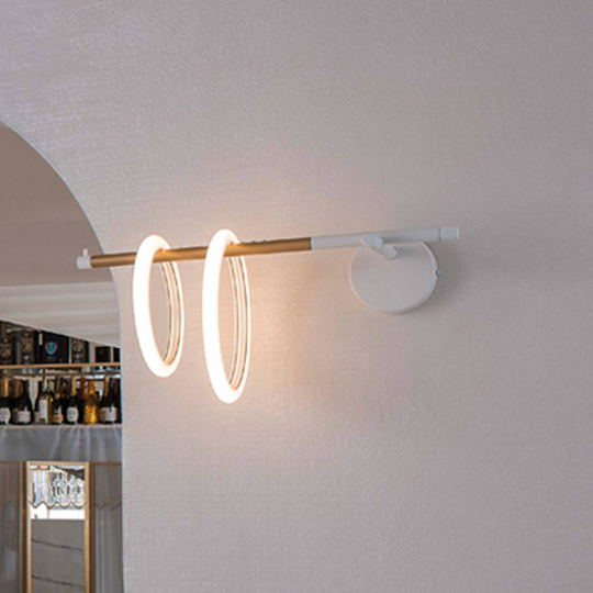 LED-vägglampa Ulaop, två ringar, vänster, vit