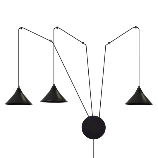 Vägglampa Ramo, svart, 3 lampor, metall