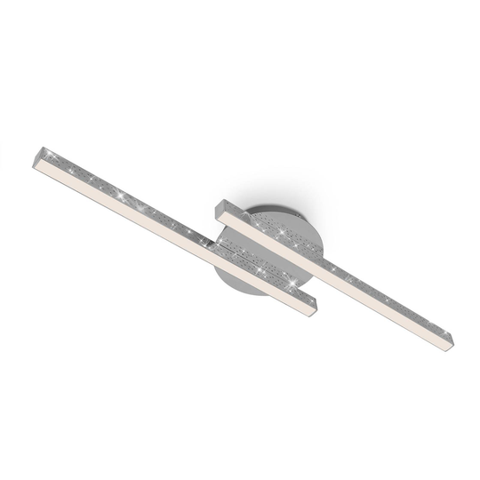 Taklampa Rey, glittereffekt, 2 lampor, krom