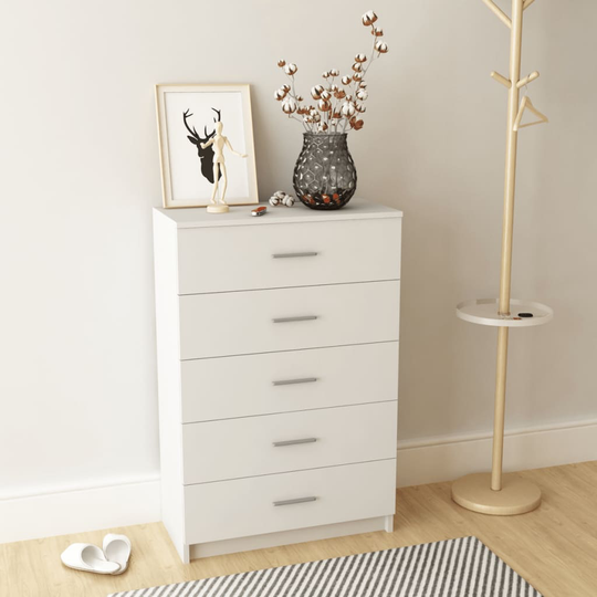 vidaXL Byrå spånskiva 71x35x106 cm vit