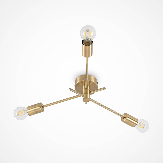 Lindby Cerros taklampa, 3 lampor, mässing