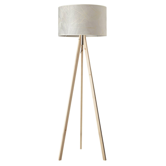 LeuchtNatur Ligno golvlampa, cembra/blad vit