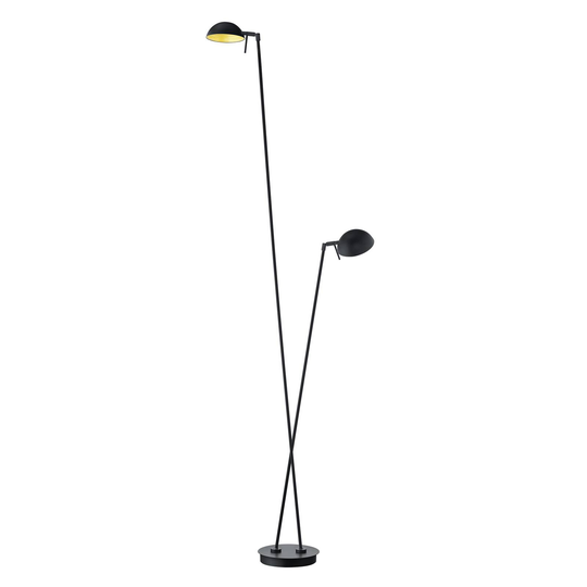 LED-golvlampa Samy i svart och guld, 2 lampor