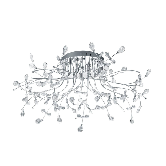 B-Leuchten Crystal taklampa, krom, 77 cm