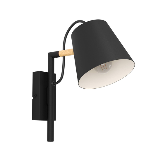 Vägglampa Lacey, 1 lampa, svart, trädetalj