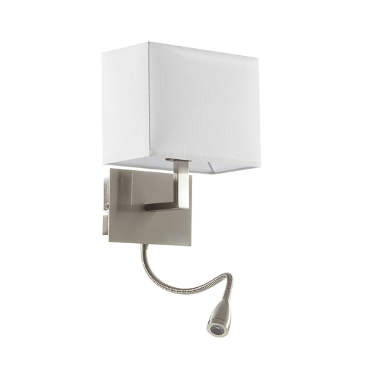 Vägglampa 6519 med LED läslampa, satin silver