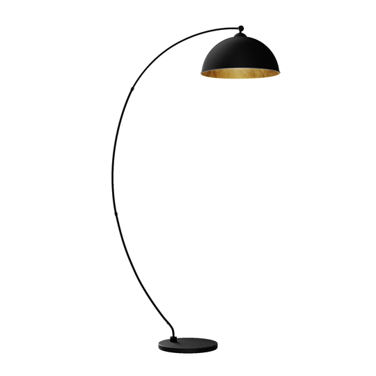 Böjd golvlampa Jonera, svart och guld