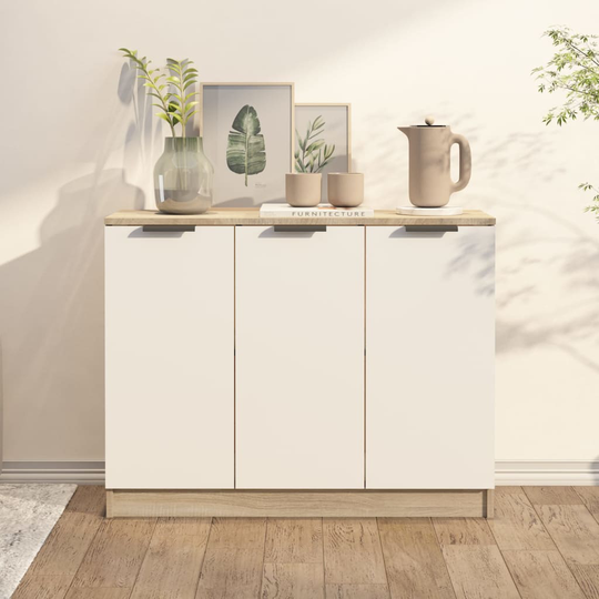 vidaXL Byrå vit och sonoma-ek 90,5x30x70 cm konstruerat trä