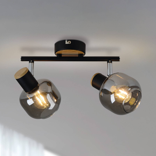 Taklampa 1350122 med rökglas, 2 lampor