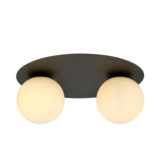 Taklampa Solar, svart/opal, 2 lampor