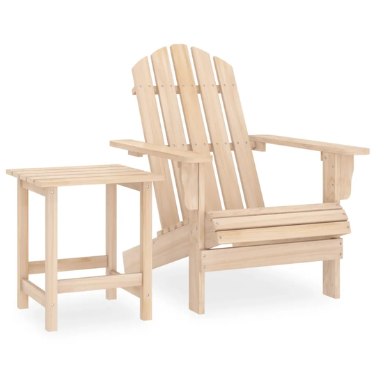 Adirondackstol med bord massivt granträ