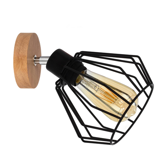 Envolight Vento vägglampa svart/ek 1 lampa